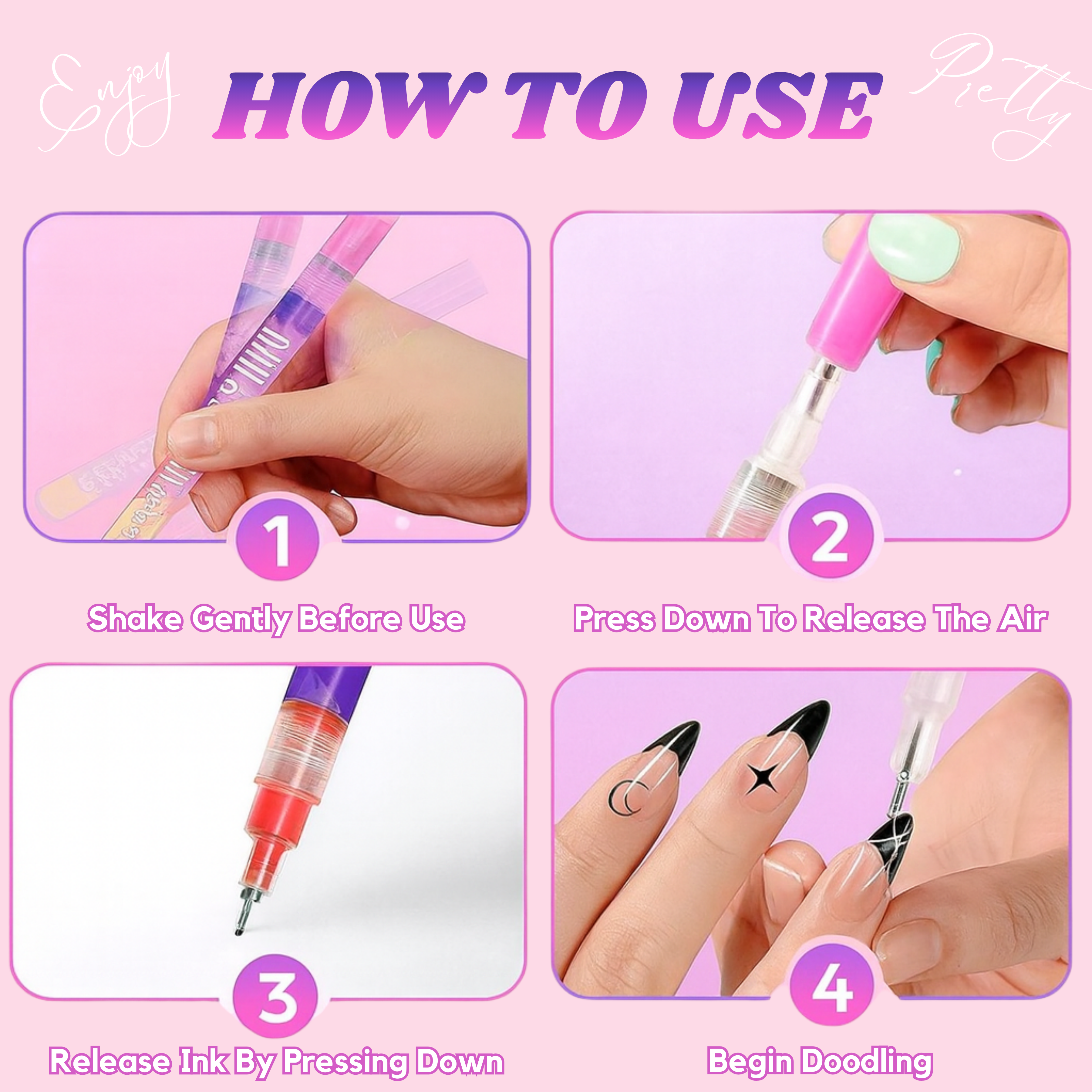 12 Colors Nail Art Pens Set For Beginner and Professional Nail Artists